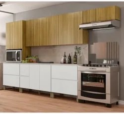 Armário de Cozinha CP04 e Tampo 120cm Minsk Z06 Branco/Freijó - Mpozen
