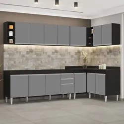 Armário de Cozinha Modulado de Canto 7 Peças CP34 Balcão sem Tampo Pre