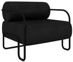Poltrona Decorativa para Sala Industrial Kit 2 Kira Z08 Sintético Pret