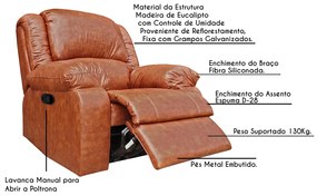Poltrona do Papai Reclinável Manual Magnum PU Sintético Caramelo G23 - Gran Belo