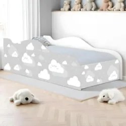 Cama Solteiro Infantil Baixa Para Colchão 188x88cm Nuvens K06 - Mpozen