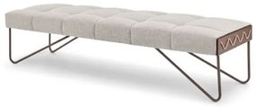 Banco Jime Com Corda Tecido Linho Claro Base Aço Corten 180cm - 61780 Sun House
