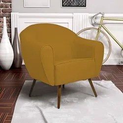 Poltrona Decorativa Sala de Estar Pés Palito Madeira Nina C-279 Veludo