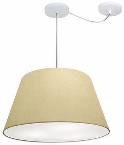 Lustre Pendente Cone Com Desvio Md-4278 Cúpula 30/35x50cm Algodão Crú - Bivolt