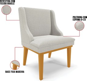 Cadeira Sala de Jantar Base Madeira Castanho Liz Bouclê D03 - D'Rossi - Cinza