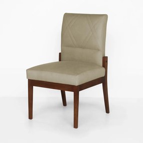 Conjunto 8 Cadeiras De Jantar Aurora Base Madeira Maciça Estofada Suede Nude