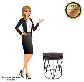 Puff Multiuso com Mesa Babu 2 em 1 Suede Base Preto D'Rossi - Marrom