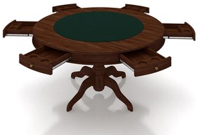 Conjunto Mesa de Jogos Carteado Bellagio Tampo Reversível e 6 Cadeiras Madeira Poker Base Estrela Veludo Preto/Imbuia G42 - Gran Belo