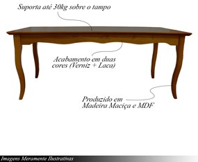 Mesa Sala de Jantar Cozinha Gallia 200cm Madeira Maciça e MDF Imbuia G42 - Gran Belo