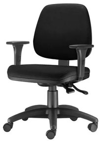 Cadeira Job com Bracos Assento Courino Preto Base Nylon Arcada - 54583 Sun House