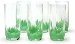 Conjunto com 6 Copos Longos Multicor Verde Murano Cristais Cadoro