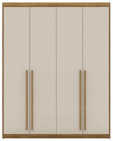 Guarda Roupa Dubai 4 Portas Nature/Fendi - Vila Rica Móveis