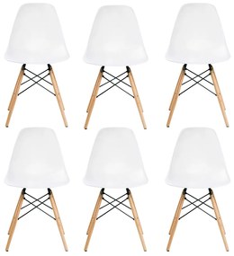 KIT 6 Cadeira Decorativa para Sala e Cozinha Garabit Branco G04 - Gran Belo