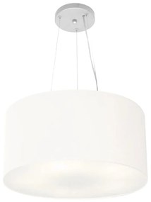 Lustre Pendente Cilíndrico Md-4185 Cúpula em Tecido 45x21cm Branco - Bivolt