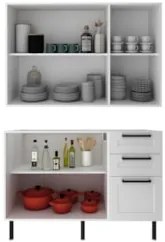 Armário Cozinha Balcão Com Pia 120cm CP3 Zaya Branco T01    - Mpozenat