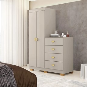 Cômoda Roupeiro Allure 4 Gavetas 2 Portas com Prateleiras Fendi G98 - Gran Belo