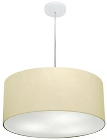 Lustre Pendente Cilíndrico Md-4100 Cúpula em Tecido 50x25cm Algodão Crú - Bivolt