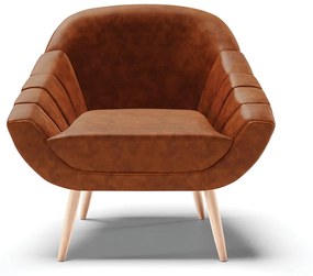 Poltrona Giovana Corano Nozes Pés Palito Natural - Indo Decorar