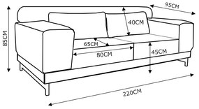 Sofá 3 Lugares Sala de Estar Malta 220cm Couro Mel G58 - Gran Belo