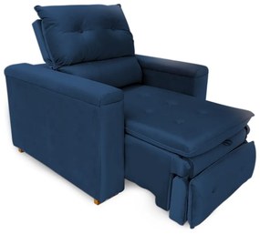 Poltrona Reclinável Retrátil Onix Veludo Azul Marinho - Sheep Estofados - Azul escuro