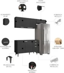 Armário de Cozinha CP03 Para Pia 120cm Pérola Z34 Preto     - Mpozenat