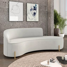 Sofá 4 Lugares Orgânico 220cm Pé Dourado Morgan Veludo D03 - D'Rossi - Cinza