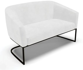Sofá 2 Lugares Namoradeira Industrial Preto Stella Sintético PU D03 - D'Rossi - Branco