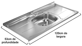 Pia de Cozinha A03 120cm com Cuba Inox - ADJ Decor
