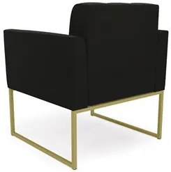 Poltrona Decorativa Base Industrial Dourado Ana Suede Preto - Ibiza