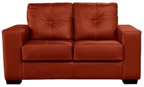 Sofá de Couro 2 Lugares Londres 151cm M06 Cor Conhaque com Brilho 457 - ADJ DECOR