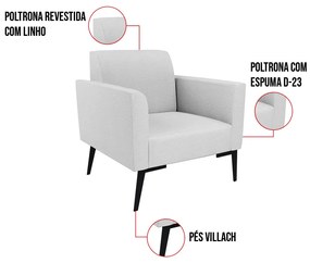 Poltrona Pés Villach Marisa Linho - A05 Cinza
