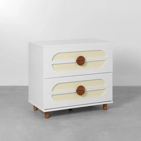 Cômoda Aurora Clássica 4 Gavetas - Branco e Nature