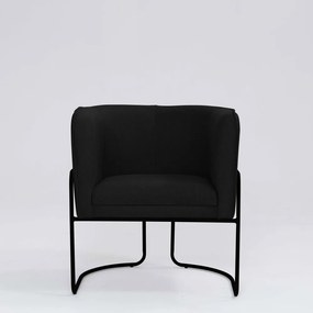 Poltrona Decorativa Belinda D07 Base Aço Linho Preto - D'Rossi