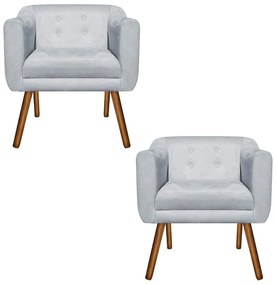 KIT 02 POLTRONAS JULIA SUEDE CINZA PES P