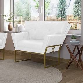 Poltrona Sala de Estar Industrial Dour Anitta Sintético PU D03 - D'Rossi - Branco