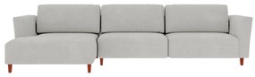 Sofá 290cm com Chaise Esquerda Franz Suede Cinza G52 - Gran Belo