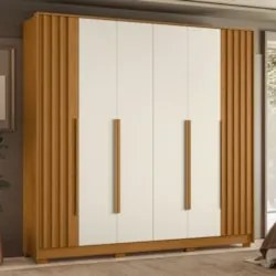 Guarda Roupa Casal 237cm 6 Portas Vinna A02 Off/Cinamomo    - Mpozenat
