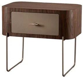 Mesa Cabeceira Munich Nogueira Gaveta Fendi Base Gold - 77913 Sun House