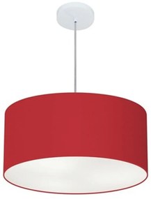 Lustre Pendente Cilíndrico Md-4100 Cúpula em Tecido 50x25cm Bordo - Bivolt