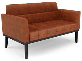 Poltrona Namoradeira Decorativa Karen Pés Fixo em Madeira Preto Pu Nozes G19 - Gran Belo