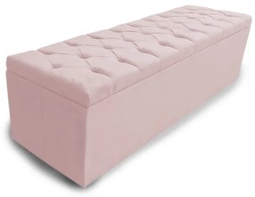 Calçadeira Baú Solteiro 100cm Nicole Capitonê Suede Rosa Bebê - Sheep Estofados - Rosa