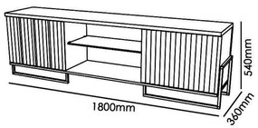 Bancada Rack Ripado 180cm Palestra Prateleira de Vidro MDP/MDF Mel/Off White G44 - Gran Belo
