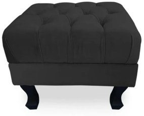 Puff Baú Decorativo Capitonê Luis XV 50x40cm Suede Preto - Sheep Estofados - Preto