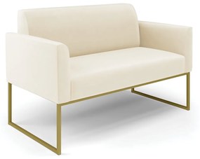 Sofá Namoradeira Base Industrial Dourado Marisa Veludo D03 - D'Rossi - Bege