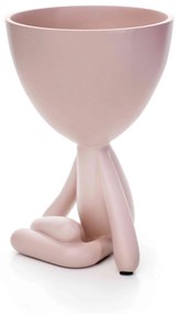Vaso Decorativo Bob Robert Plant Perna Cruzada em Poliresina Rosa 14,5x11x10 cm - D'Rossi