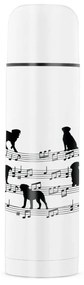 Garrafa Térmica 500ml Cachorro Musical Cromado Água Café Chá - Branco
