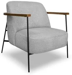 Poltrona para Sala Pés Metálicos Ellen S06 Boucle Cinza - Mpozenato