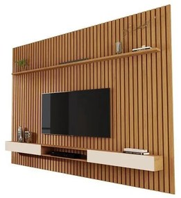 Painel Ripado Verdadeiro Versátil 2.2×2.2 Com Nicho Nature/Off White – Giga Móveis