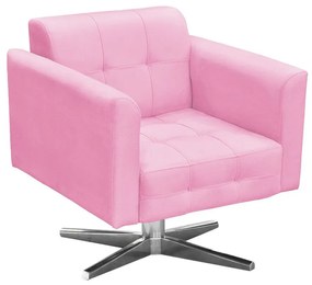 Kit 01 Namoradeira e 01 Poltrona Giratória Elisa Suede Base Estrela Cromada D'Rossi - Rosa Bebê