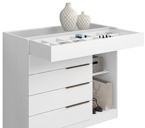 Cômoda Quarto Porta Jóias com Tampo Vidro 111cm Stefanie Branco A09 - D'Rossi